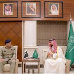 Chief of Army Staff and Chief of Defense Forces, Field Marshal Syed Asim Munir meets with Prince Khalid Bin Salman, the Defence Minister of Kingdom during his visit to KSA