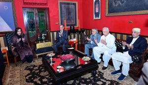 Prime Minister Muhammad Shehbaz Sharif visits Senator Sherry Rehman at her residence to offer his condolences over the sad demise of her daughter Marvi Malik.