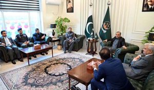 Interior Mohsin Naqvi calls on Balochistan Chief Minister Mir Sarfraz Bugti.