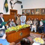 Governor Balochistan Jaffar Khan Jamali administers the oath to Ziaullah Langov as Balochistan Home Minister at the Governor House