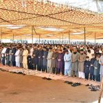 A large number of faithful offering Eidul Fitr prayer at Eidgah