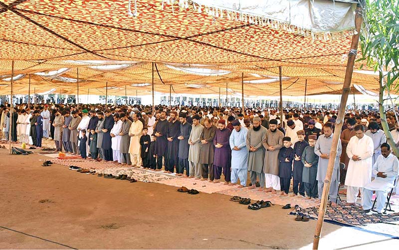 A large number of faithful offering Eidul Fitr prayer at Eidgah