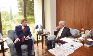 The Ambassador of the European Union (EU) to Pakistan, Raimundas Karoblis called on Federal Minister for Defence, Khawaja Muhammad Asif.