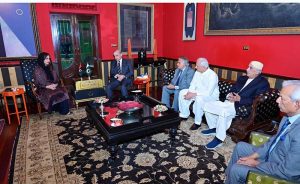 Prime Minister Muhammad Shehbaz Sharif visits Senator Sherry Rehman at her residence to offer his condolences over the sad demise of her daughter Marvi Malik.