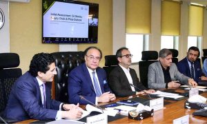 Federal Minister for Finance and Revenue, Senator Muhammad Aurangzeb chairing a meeting of the committee constituted by the Prime Minister to monitor petrol prices and supply dynamics amid regional tensions at the Finance Division