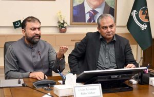 Interior Minister Mohsin Naqvi along with Mir Sarfraz Bugti, Chief Minister Balochistan, chairing a meeting regarding improving the law and order situation in the province.