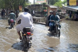 A large number of people enjoying Eid holidays with boat ridding at AL-Manzar point in River Indus