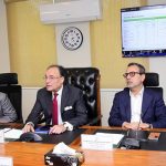 Federal Minister for Finance and Revenue, Senator Muhammad Aurangzeb, chairing a meeting of the committee constituted by the Prime Minister to monitor petrol prices and supply dynamics amid regional tensions, at the Finance Division
