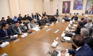 Interior Minister Mohsin Naqvi along with Mir Sarfraz Bugti, Chief Minister Balochistan, chairing a meeting regarding improving the law and order situation in the province.