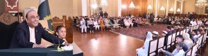 President Asif Ali Zardari addressing orphan children at an Iftar dinner hosted at Aiwan-e-Sadr in connection with the observance of Orphans Day
