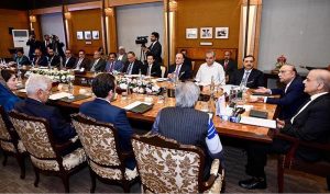 President Asif Ali Zardari chairs a consultative meeting at Aiwan-e-Sadr to review the economic, energy and regional situation and austerity measures taken by the government.