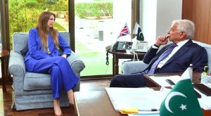 British High Commissioner, Jane Marriott calls on Federal Minister for Defence, Khawaja Muhammad Asif