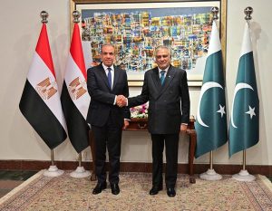 Deputy Prime Minister and Foreign Minister Senator Mohammad Ishaq Dar received Egyptian Foreign Minister Dr. Badr Abdelatty at the Ministry of Foreign Affairs.