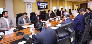 Federal Minister for Finance and Revenue, Senator Muhammad Aurangzeb, chairing a meeting of the Capital Market Development Council to review reforms aimed at strengthening Pakistan’s capital markets at the Finance Division