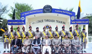 Federal Minister for Communications Abdul Aleem Khan inspecting 12th Passing out Parade at Motorway Police Training College.