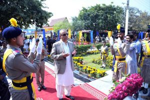 Federal Minister for Communications Abdul Aleem Khan inspecting 12th Passing out Parade at Motorway Police Training College.