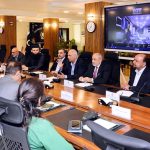 Federal Minister for Finance and Revenue, Senator Muhammad Aurangzeb, meeting with a delegation of leading textile exporters and industry stakeholders led by Haroon Sharif, Chairman of the Pakistan Regional Economic Forum, at the Finance Division