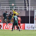 Players in action during the AFC Asian Cup qualifier football match between Pakistan and Myanmar at Jinnah Stadium, Sports Complex