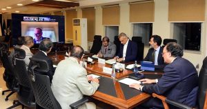 ederal Minister for Finance and Revenue, Senator Muhammad Aurangzeb, holding a meeting with Dr. Reza Baqir and the Alvarez & Marsal delegation to discuss investment partnerships and avenues for strengthened economic cooperation.