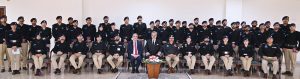 The Hon'ble Chief Justice of Pakistan, in a group photo with probationary police officers participating in a Professional Exchange Programme at the Federal Judicial Academy after a call-on at the Supreme Court.