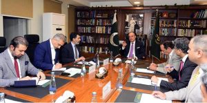 ederal Minister for Finance and Revenue, Senator Muhammad Aurangzeb, holding a meeting with Dr. Reza Baqir and the Alvarez & Marsal delegation to discuss investment partnerships and avenues for strengthened economic cooperation.