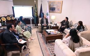 Chairman Prime Minister’s Youth Programme Rana Mashhood Ahmad Khan in a meeting with UN women representatives.