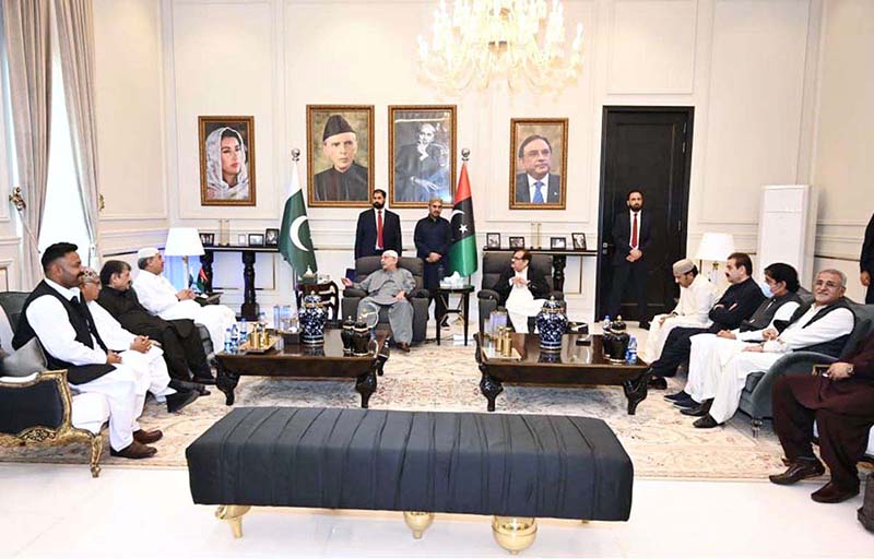 President Asif Ali Zardari meeting elected representatives and notables at Zardari House on the occasion of Eid ul Fitr