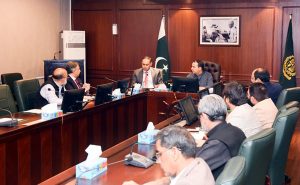 Federal Minister for Maritime Affairs Muhammad Junaid Anwar Chaudhry chairing a high-level meeting, to review emerging logistical challenges facing maritime trade.