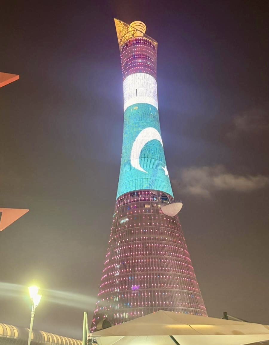 World landmarks illuminate in Pakistan flag colors on Pakistan Day