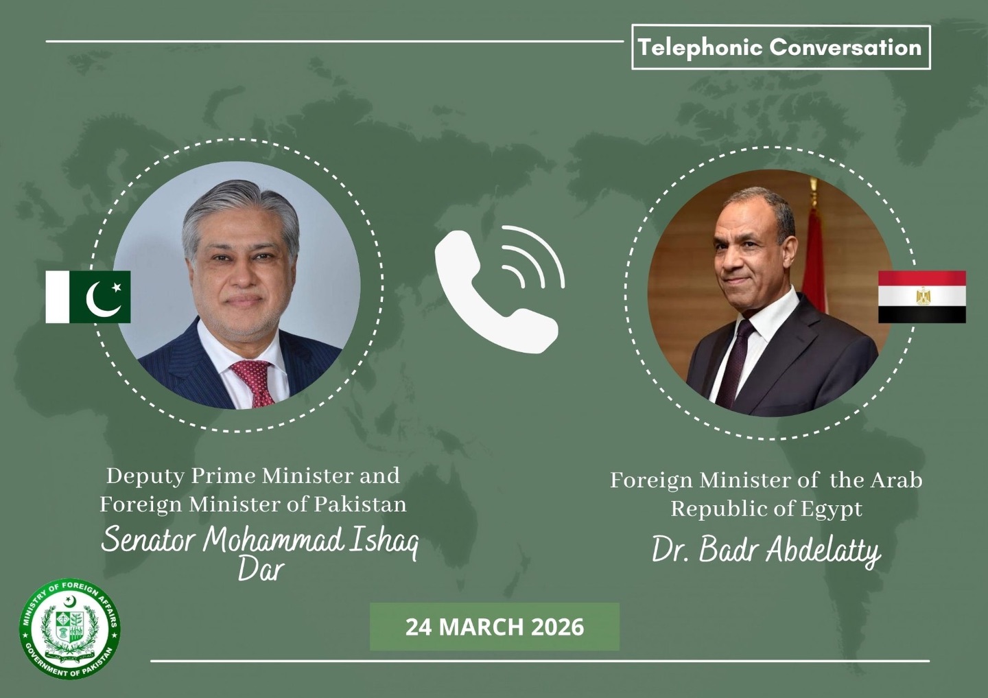 DPM briefs Egyptian FM on Islamabad talks
