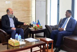 Federal Minister for Commerce Jam Kamal Khan in a meeting with H.E. Dr. Oumer Hussein Oba to discuss expanding Pakistan-Ethiopia trade, joint ventures, and tourism cooperation, with focus on industrial collaboration, direct connectivity, and new business opportunities across African markets