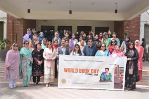Staff and students of Government College Women University Faisalabad (GCWUF) participate in walk to mark the World Book Day at GCWUF.