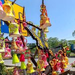 A vendor displayed different colourful decoration stuff to attract the customers at Park Road in the Federal Capital