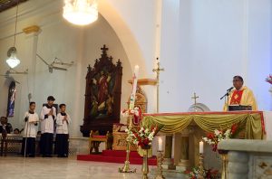 Pakistani Christians gather at Saint Joseph Cathedral Church to attend Easter service to celebrate Easter in the Lalkurti area of the garrison city.