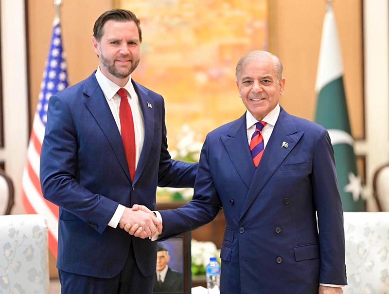 Prime Minister Muhammad Shehbaz Sharif held a meeting with His Excellency JD Vance, Vice President of the United States of America on the sidelines of Islamabad Talks