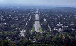 A panoramic view of 7th Avenue from the Margalla Hills highlights the planned layout of Islamabad, often cited as one of the world's most beautiful capitals