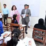 Chairman Board of Intermediate and Secondary Education Khalid Hussain Mahar along with Deputy Commissioner Tariq Manzoor Chandio visiting examination centre during annual examination of HSSC (Part-I) at Government Girls BNB College