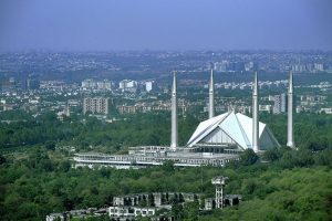 A panoramic view of 7th Avenue from the Margalla Hills highlights the planned layout of Islamabad, often cited as one of the world's most beautiful capitals