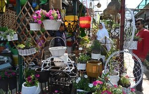 Workers unload flower plants from a loader van at a local nursery in H-9, Federal Capital