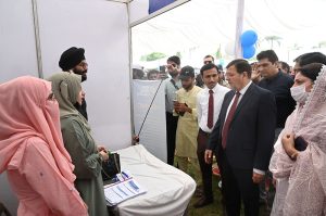 Vice Chancellor Prof Dr Qaiser Abbas addresses the inauguration of a Mega Job Fair at the University of Sargodha.
