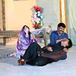 Artists performing in drama titled “Ankheen Tere Isre" in collaboration with the Sindh Culture Department at ZA Bhutto Open Air Theater, Arts Council