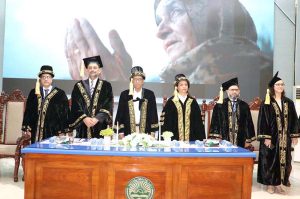 Federal Minister for Education and Professional Training Dr. Khalid Maqbool Siddiqui attending convocation ceremony at Islamabad Model College for Girls (PG)