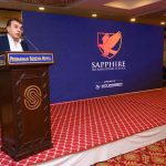 Commissioner Peshawar division Riaz Khan Mehsood addressing during Exclusive Preview of Sapphire International School
