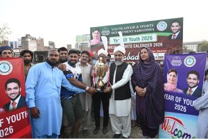 A view of Kabbadi final match playing between Tehsil Sargodha and Tehsil Sahiwal teams during Inter-Tehsil Kabaddi Tournament organized by District Sports Department.