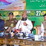 Chairman of Rohit-e-Hilal Committee, Maulana Abdul Khabeer Azad addressing a Marka-e-Haq Bunyan ul Marsoos ‘Istehkam-e-Pakistan’ Conference