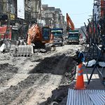 Heavy machinery is being used for maintenance and construction work on Ganj Mandi Road in the city
