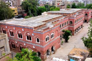 An attractive view of historical building of Government Boys High School at Resala Road.