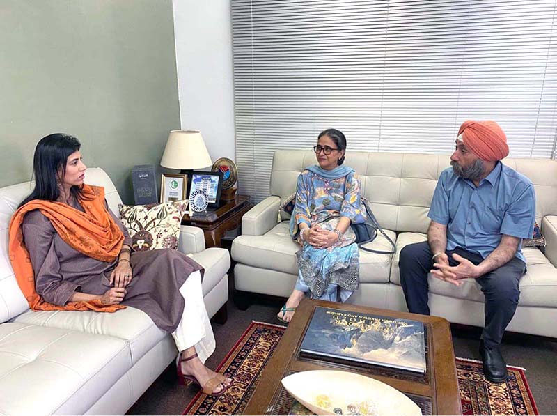 High Commissioner Rabia Shafiq meeting with noted writer Amardeep Singh and his wife at the Pakistan High Commission, appreciating his contributions to documenting Sikh heritage in Pakistan