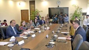 Federal Minister for Climate Change and Environmental Coordination, Dr. Musadik Malik meeting with Norwegian Ambassador to Pakistan H.E. Per Albert Ilsaas