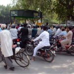 A large number of motorcycles are parked at the entrance of the parking stand at Allied Hospital-II in Faisalabad, raising concern for the hospital administration